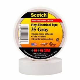 3/4" x 66' x 7 Mil, 3M 35-GRAY-3/4X66FT Scotch® Electrical Tape, Gray