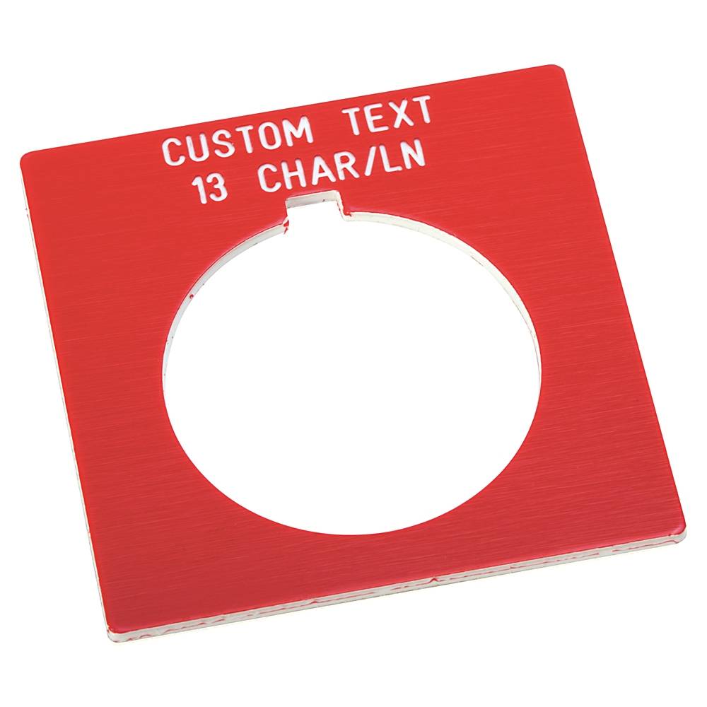 Allen-Bradley 30mm 800H Red Custom Text Legend Plate