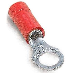 Catamount® TV18-8R-L Ring Terminal, 22 to 16 AWG Conductor, 0.803 in L, Brazed Seam/Funnel Entry/Internal Serration Barrel, Copper, Red