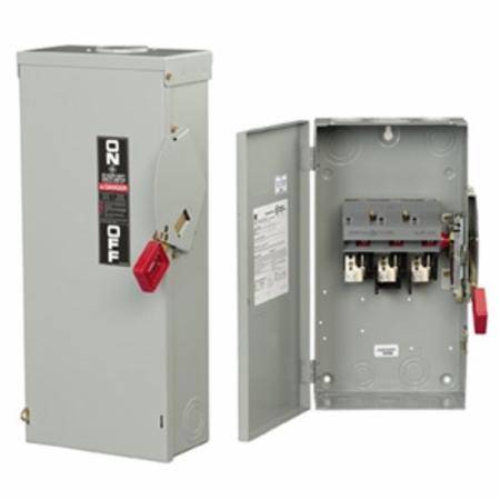 240 VAC, 250 VDC, 60 A, ABB GE Industrial TH3222 Spec-Setter™ Safety Switch, 2-Pole, 3-Wire, NEMA 1, Class H/K/J/R, Fusible