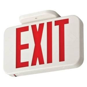 11.63" x 1.63" x 7.2", 120/277 VAC, Lithonia Lighting EXR-LED-M6 Contractor Select™ Exit Sign, Nickel Cadmium, Red Legend, White