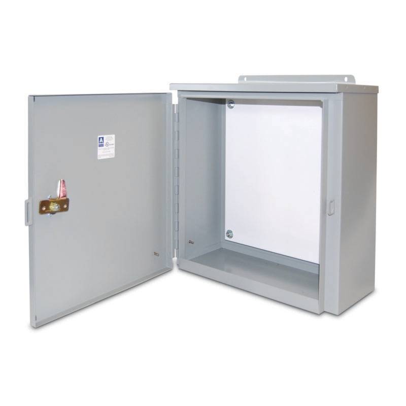 Austin Electrical Enclosures AB-484812WL Large Cabinets, 48 in h x 48 in w x 12 in d, Lever Handle with Roller Arm cover, NEMA 3R nema rating, Galvanized Steel