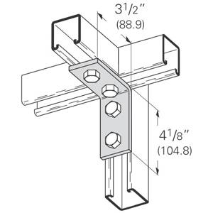 B-Line B104ZN 90 Deg Corner Angle, 4 Holes, 4-1/8 In L X 3-1/2 In W X 7 ...