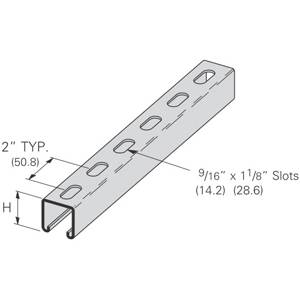 B-Line B22SH-120GLV Slotted Single Metal Framing Channel, 10 ft L 1-5/8 ...