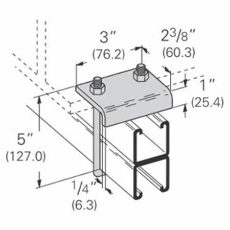 3/4" Thk, Eaton B441-22A-ZN Beam Clamp, 1200 Lb Load Rated