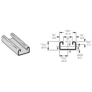 B-Line B54-120AL Single Solid Metal Framing Channel, 14 Ga THK, 120 In L