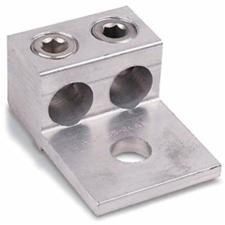 Blackburn® ADR35-21 Type ADR-ALCUL Dual Rated Mechanical Connector, 6 AWG to 350 kcmil Aluminum/Stranded Copper Conductor, 1/2 in Stud, 1 Bolt Holes, Aluminum