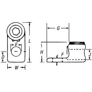 Blackburn® L70 Type L Compact Mechanical Connector, 14 to 4 AWG Stranded Solid Copper Conductor, 9/32 in Stud, 1 Bolt Holes, Copper