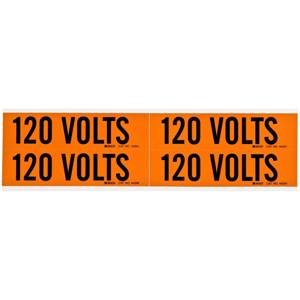 Brady Worldwide Inc. 44204 Voltage Marker, Legend: 120 VOLTS, Orange Background