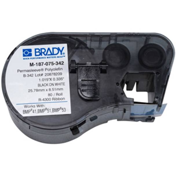 Brady Worldwide Inc. M-187-075-342 PermaSleeve® Wire Marking Sleeve, 20 to 10 AWG, Black on White
