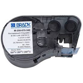 Brady Worldwide Inc. M-250-075-342 PermaSleeve® Label Maker Cartridge, 16 to 8 AWG, Black on White
