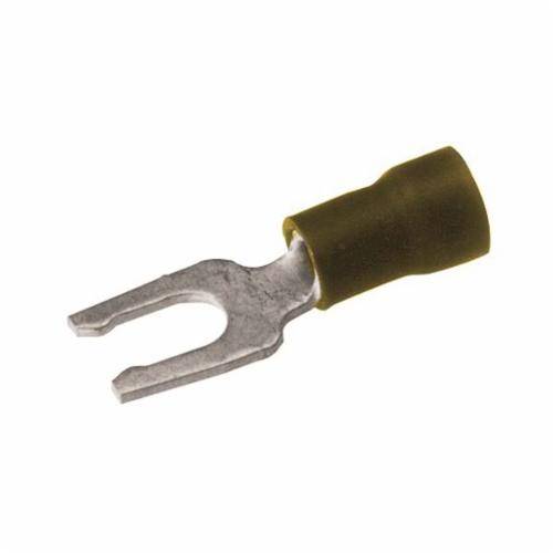BURNDY® VINYLUG™ TP1010LF Type TP-LF Insulated Fork Tongue Terminal, 12 to 10 AWG Conductor, 1.07 in L, Copper Alloy, Yellow