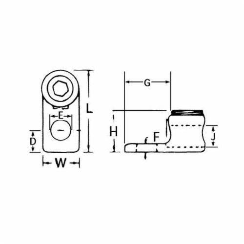 Blackburn® L70 Type L Compact Mechanical Connector, 14 to 4 AWG Stranded Solid Copper Conductor, 9/32 in Stud, 1 Bolt Holes, Copper