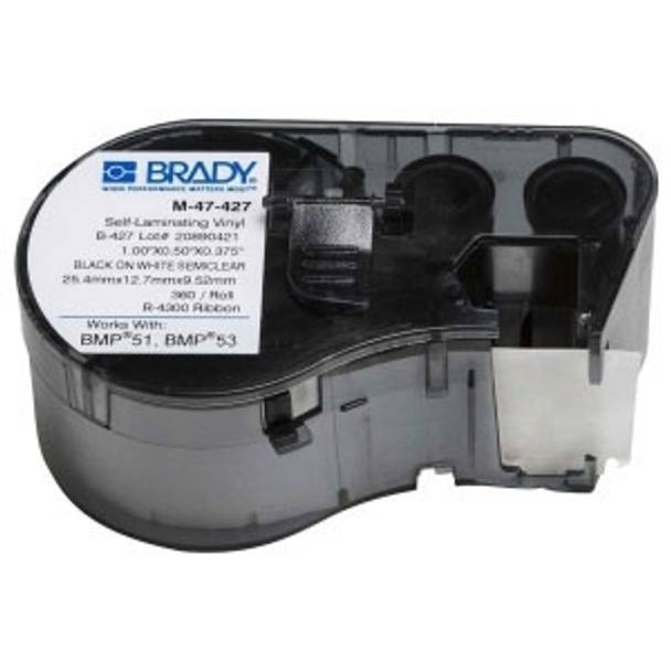 0.5" x 1", Brady Worldwide, Inc. M-47-427 BMP®41, BMP®51, BMP®53 Wire and Cable Label, White