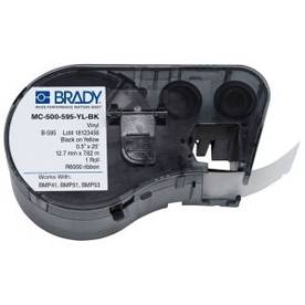 0.5" x 25', Brady Worldwide, Inc. MC-500-595-YL-BK BMP®41, BMP®51, BMP®53 Indoor/Outdoor Printer Label, Yellow