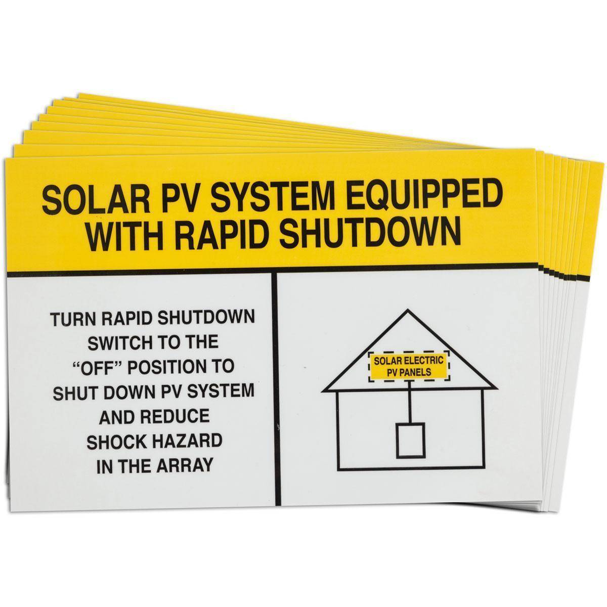 Brady® 149830 Pre-Printed Rectangle Solar Label, 4 in H x 6 in W x 0.007 in THK, Black/Yellow on White, Vinyl