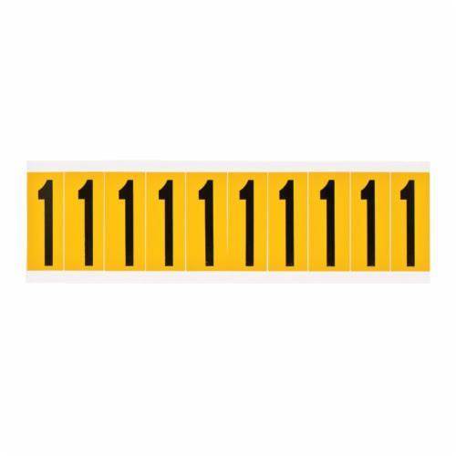 Brady® 3400-1 Non-Illuminated Non-Reflective Repositionable Number Label, Black 1 Character, 1/4 in H, Yellow Background, B-498 Vinyl Coated Fabric