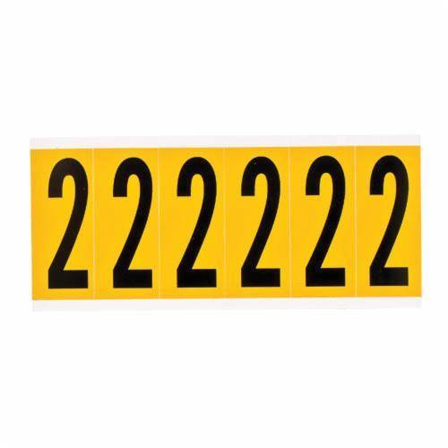 Brady® 3400-2 Non-Illuminated Non-Reflective Repositionable Number Label, Black 2 Character, 1/4 in H, Yellow Background, B-498 Vinyl Coated Fabric