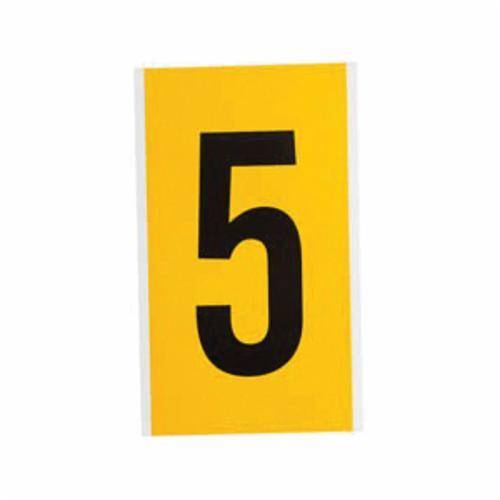 Brady® 3420-5 Non-Reflective Number Label, Black 5 Character, 5/8 in H x 9/16 in W, Yellow Background, B-498 Vinyl Coated Fabric