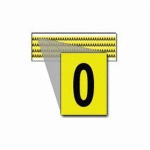 Brady® 3400-0 Non-Illuminated Non-Reflective Repositionable Number Label, Black 0 Character, 1/4 in H, Yellow Background, B-498 Vinyl Coated Fabric