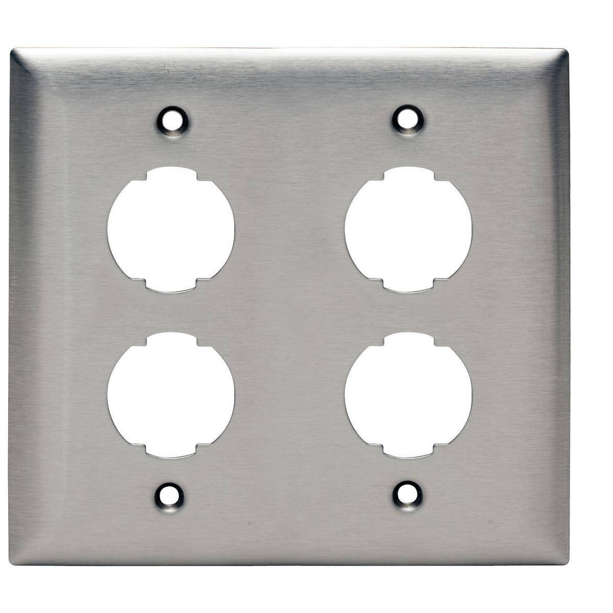 PREMISE WIRING iSTATION™ HISF24 Horizontal/Vertical Face Plate, 2 Gangs, 4.6 in W x 4.5 in H, 302/304 Stainless Steel, Stainless Steel
