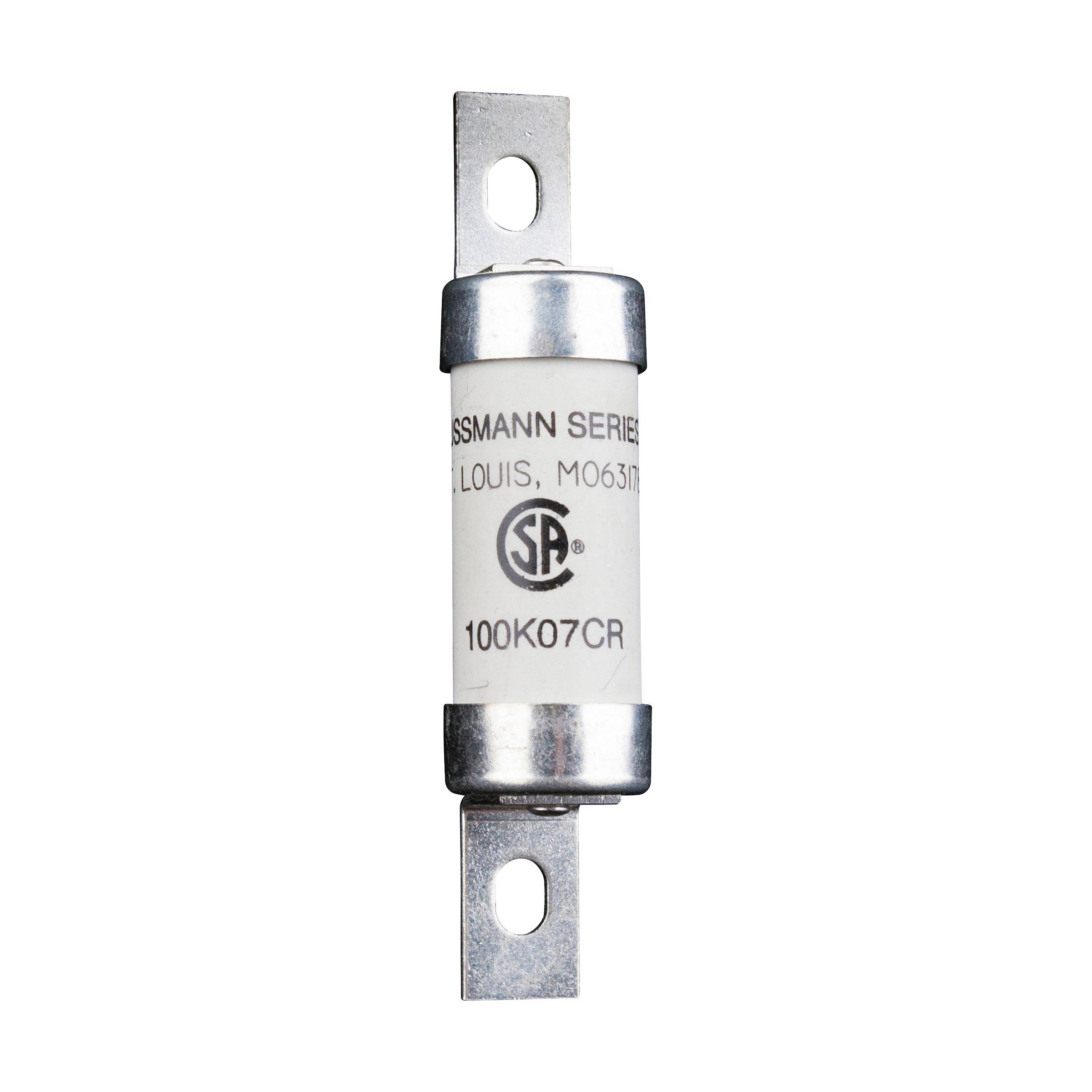 Bussmann 100K07CR HRC Form II Canadian Current Limiting Fuse, 100 A, 600 VAC/250 VDC, 200 kA Interrupt, Cartridge Body