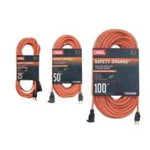 50' L, General Cable 03356.63.04 Safety Orange® Extension Cord, 300 V 15 A 14AWG, Orange