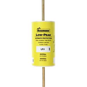 Bussmann Low-Peak™ LPJ-125SP LPJ-SP Current Limiting Time Delay Fuse, 125 A, 600 VAC/300 VDC, 100/300 kA Interrupt, J Class, Cartridge Body
