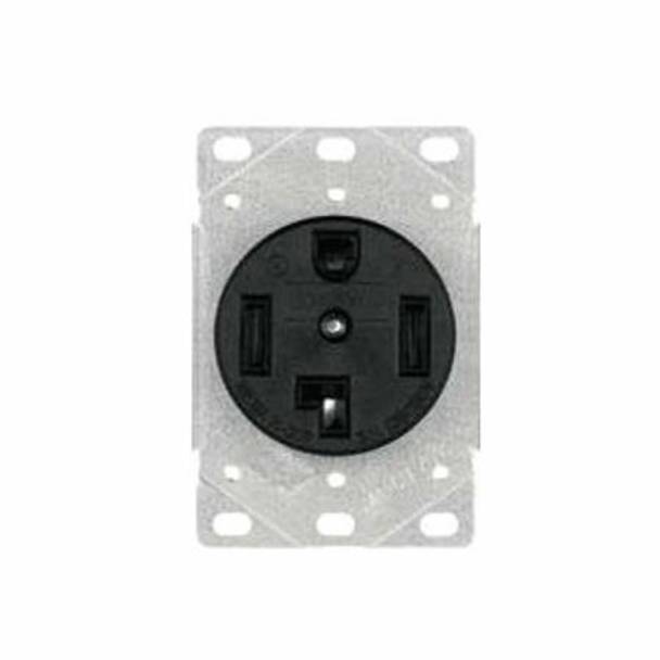 EATON Arrow Hart™ Eaton Wiring Devices 1257-SP Single Straight Blade Receptacle, 125/250 VAC, 30 A, 3 Poles, 4 Wires, Black