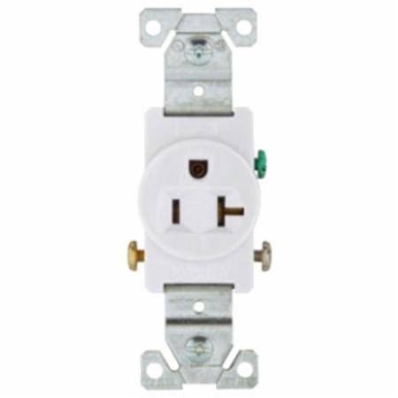 EATON Arrow Hart™ Eaton Wiring Devices 1877W-BOX 1877 Single Tamper-Resistant Straight Blade Receptacle, 125 VAC, 20 A, 2 Poles, 3 Wires, White