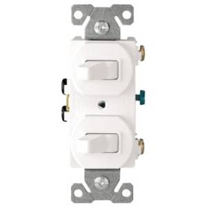 EATON Arrow Hart™ Eaton Wiring Devices 271W-BOX Duplex AC Toggle Combination Switch, 15 A at 120 VAC, 1 Poles