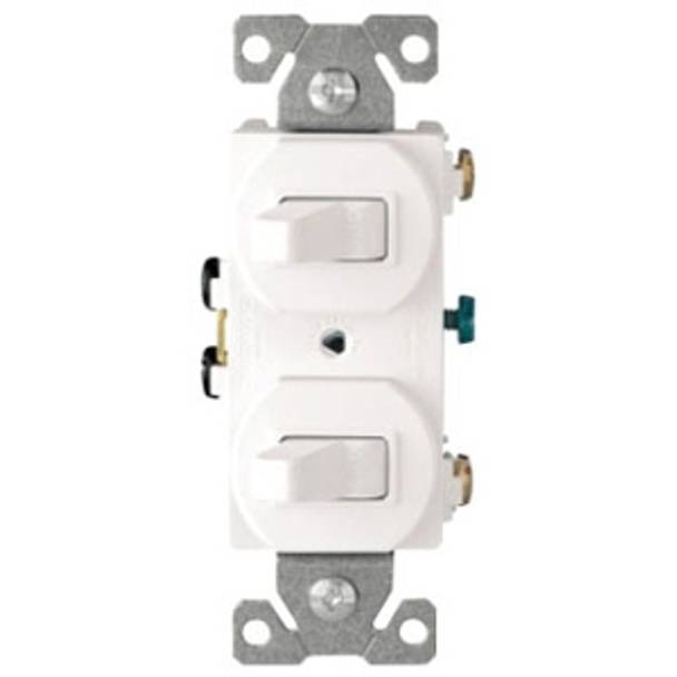 EATON Arrow Hart™ Eaton Wiring Devices 271W-BOX Duplex AC Toggle Combination Switch, 15 A at 120 VAC, 1 Poles