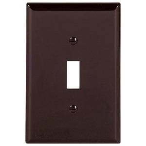 EATON Arrow Hart™ Eaton Wiring Devices PJ1B PJ Series Mid-Sized Toggle Switch Wallplate, 1 Gangs, 4.87 in H x 3.12 in W, Polycarbonate, Brown