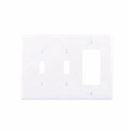EATON Arrow Hart™ Eaton Wiring Devices PJ226W Mid-Sized Combination Wallplate, 3 Gangs, 4.87 in H x 6.75 in W, Polycarbonate/Thermoplastic, White