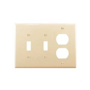 EATON Arrow Hart™ Eaton Wiring Devices PJ28V Mid-Sized Combination Wallplate, 3 Gangs, 4.87 in H x 6.75 in W, Polycarbonate/Thermoplastic, Ivory