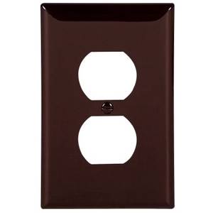 EATON Arrow Hart™ Eaton Wiring Devices PJ8B PJ Series Mid-Sized Receptacle Wallplate, 1 Gangs, 4.87 in H x 3.12 in W, Polycarbonate/Thermoplastic, Brown