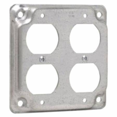 Crouse-Hinds TP510 1/2 in Raised Square Box Cover, 4 in L x 4 in W, Steel