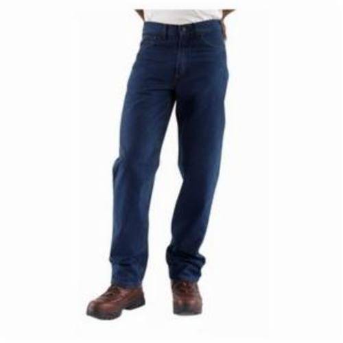 Carhartt® FRB100-DNM-32x34 Relaxed Fit Straight Leg Flame Resistant Jeans, Men's, 34 in Waist, 32 in L Inseam, Denim, Cotton Denim