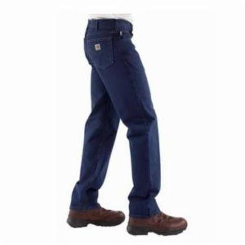 Carhartt® FRB100-DNM-36x32 Relaxed Fit Straight Leg Flame Resistant Jeans, Men's, 32 in Waist, 36 in L Inseam, Denim, Cotton Denim