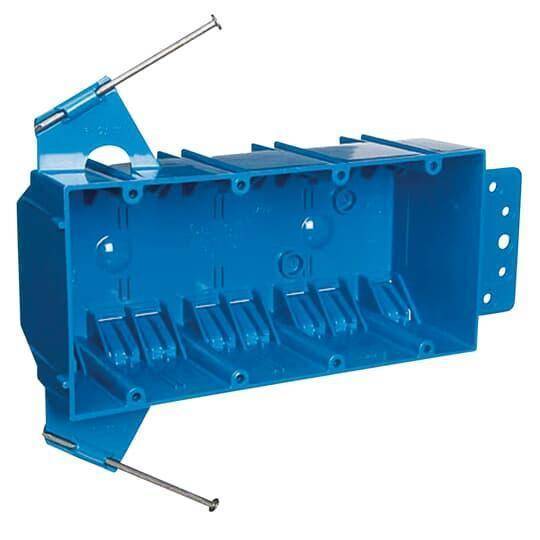 Carlon® B455AR-UPC New Work Nail-On Outlet Box, PVC, 60 cu-in Capacity, 4 Gangs