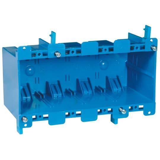 Carlon® B468R Non-Metallic Old Work Outlet Box, PVC, 71 cu-in Capacity, 4 Gangs