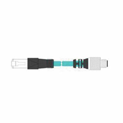 Cognex CCB-84901-1003-05 Straight Ethernet Cable, Cat 6, 26 AWG Copper Conductor, M12 to RJ45 Connector, 5 m L Cord, Green