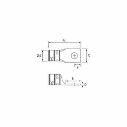 Color-Keyed® 256-30695-527 1-Hole Non-Insulated Compression Lug, 75 kcmil Copper Conductor, Die Code: 37, Copper