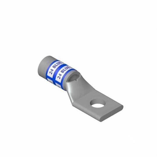 Color-Keyed® 256-30695-424 1-Hole Non-Insulated Compression Lug With Peep Hole, 8 AWG Copper Conductor, Die Code: 21, 1/2 in Stud, Copper