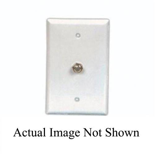 EATON MediaSync™ Eaton Wiring Devices 2072V Medium Size Coax/F-Connector Wallplate With Type F Coaxial Adapter, 1 Gangs, 4.87 in L x 3.12 in W, Thermoplastic, Flush Mount