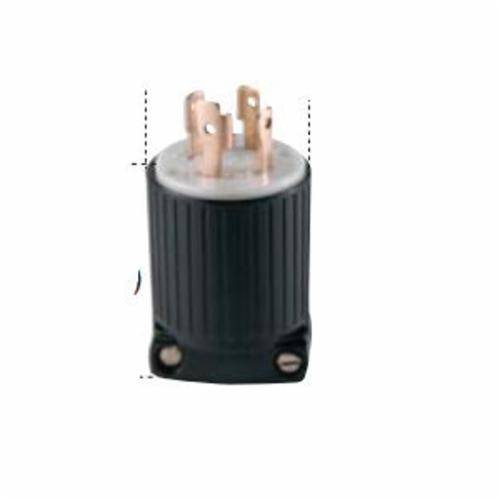 EATON Eaton Wiring Devices Arrow Hart™ L1430P Grounding Straight Locking Plug, 125/250 VAC, 30 A, 3 Poles, 4 Wires, Black/White