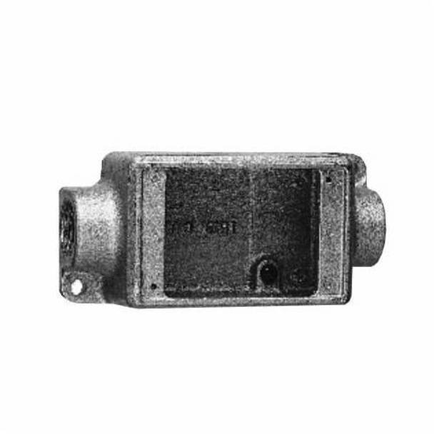 EATON Crouse-Hinds Condulet® FSC3 2-Entry Feed-Through Shallow Device Box, 1 in Trade, 1 Gang, Feraloy® Iron Alloy, Aluminum Acrylic Painted/Electro-Galvanized