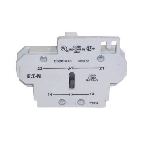 EATON C320KG5 Heavy Duty Auxiliary Contact, 600 VAC, 10 A, 2 Contacts, Silver Cadmium Alloy