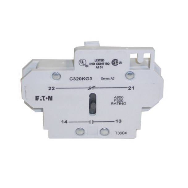 EATON C320KG5 Heavy Duty Auxiliary Contact, 600 VAC, 10 A, 2 Contacts, Silver Cadmium Alloy
