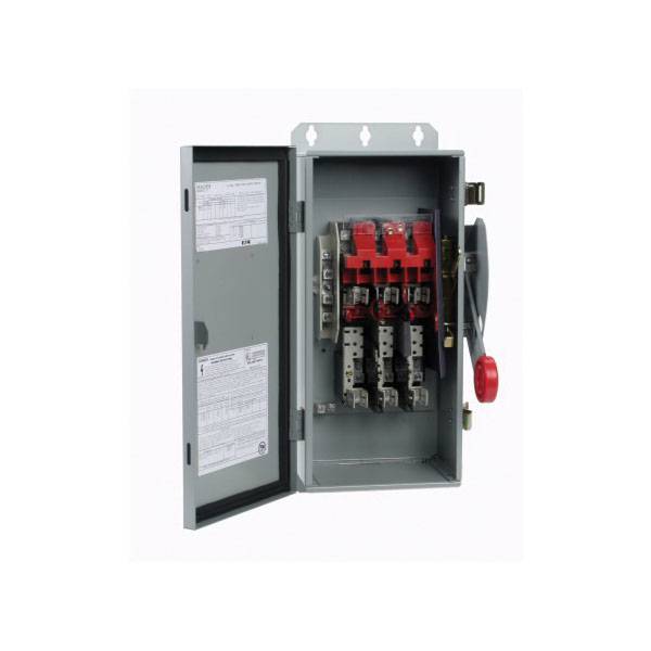 EATON DH322FGK K Series Heavy Duty Fusible Single Throw Safety Switch, 240 VAC, 60 A, 3 hp, 7-1/2 hp, 10 hp, 15 hp, TPST Contact, 3 Poles